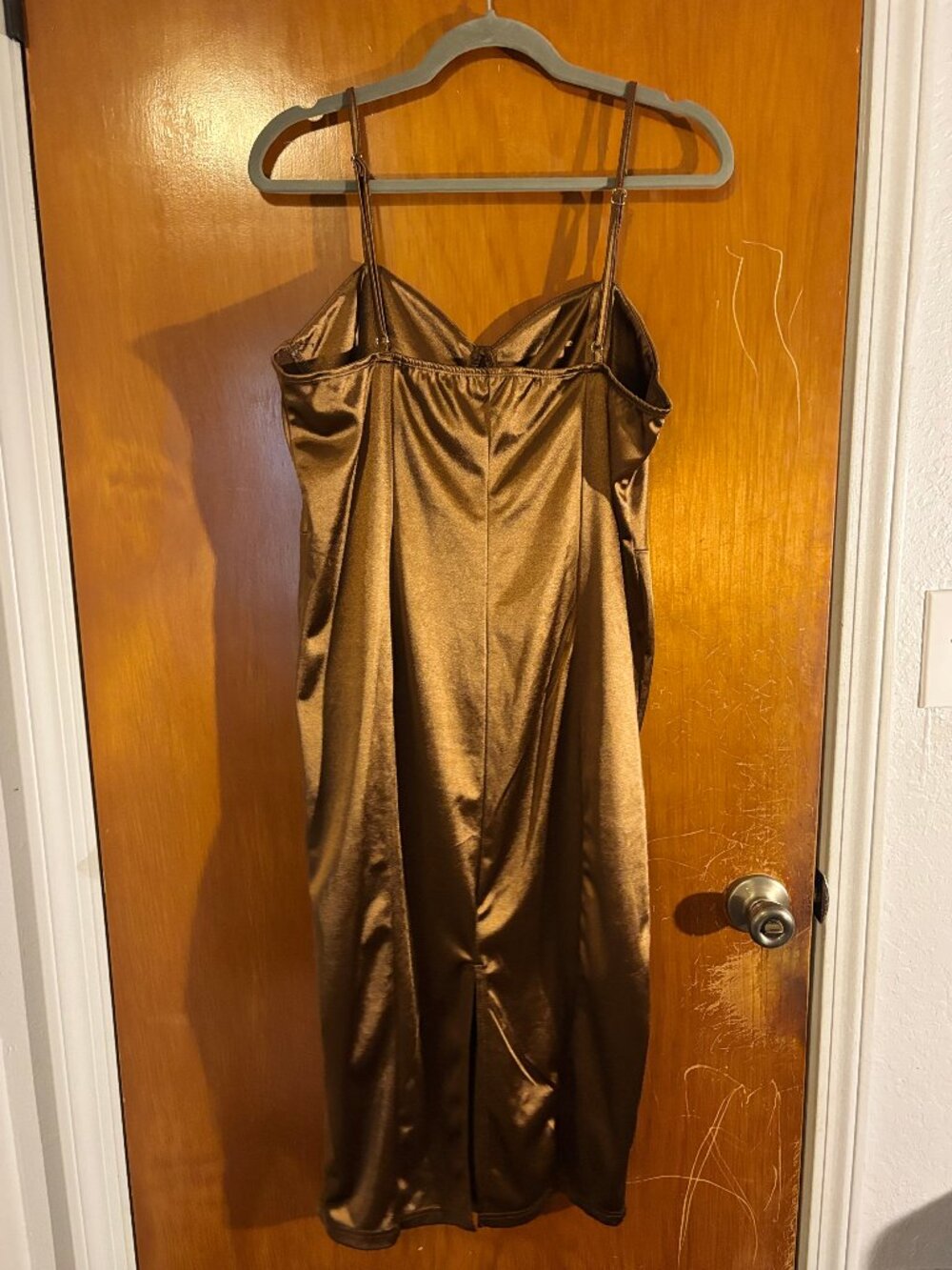SHEIN SXY Bronze Brown Satin Corset Style Cami Midi Dress 2XL - Picture 2 of 3